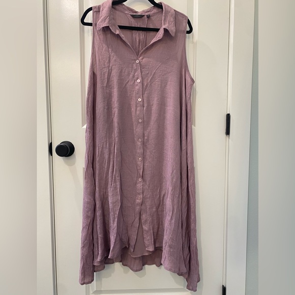 MLLE Gabrielle button up crinkle dress in lilac- 3X - Picture 3 of 6
